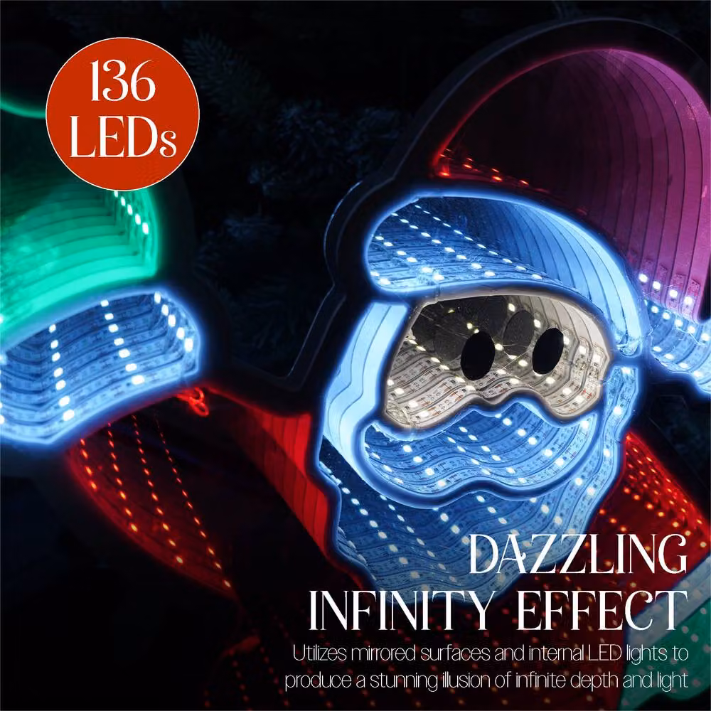 Xmas Haus Santa Infinity Light with 190 Multicolour LEDs, W: 39 cm, H: 59 cm – 2
