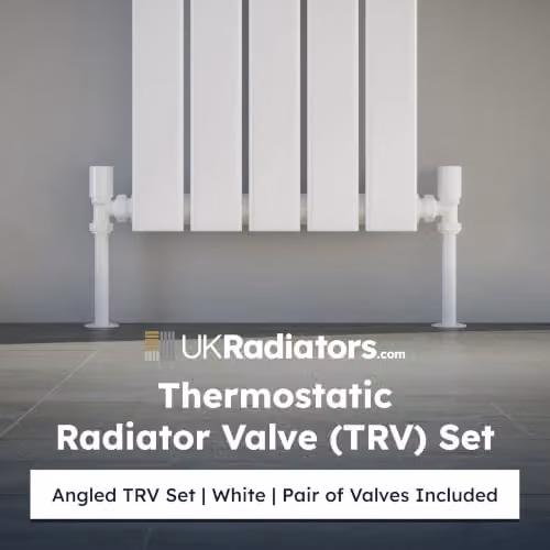 UK Radiators Round Thermostatic Radiator Valve Pair in White and Brushed Brass – 2