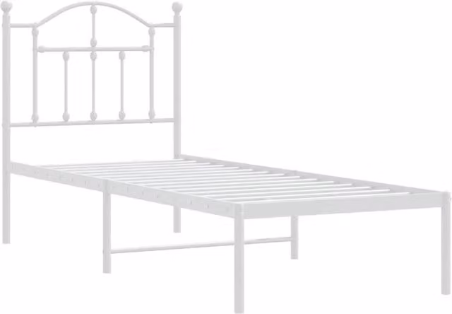 Berkfield Home Metal Bed Frame with Headboard in White, W/D/H: 80 x 190 cm
