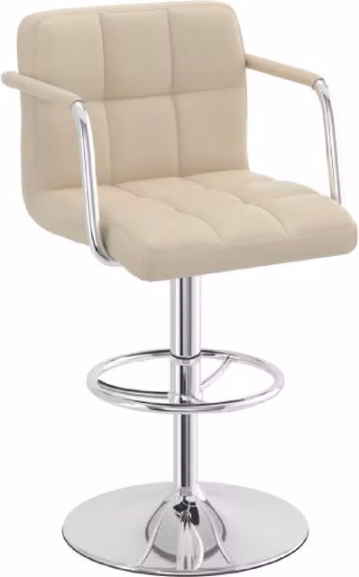 netfurniture Zazy Cream Padded Arm Bar Stool with Synthetic Leather Seat and Metal Base