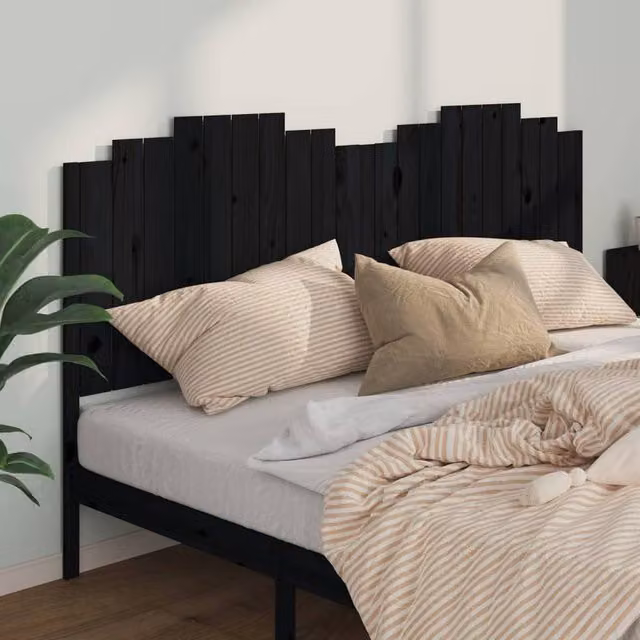 Berkfield Home Beautiful Bed Headboard in Black Solid Pine, W: 206 cm, D: 4 cm, H: 110 cm