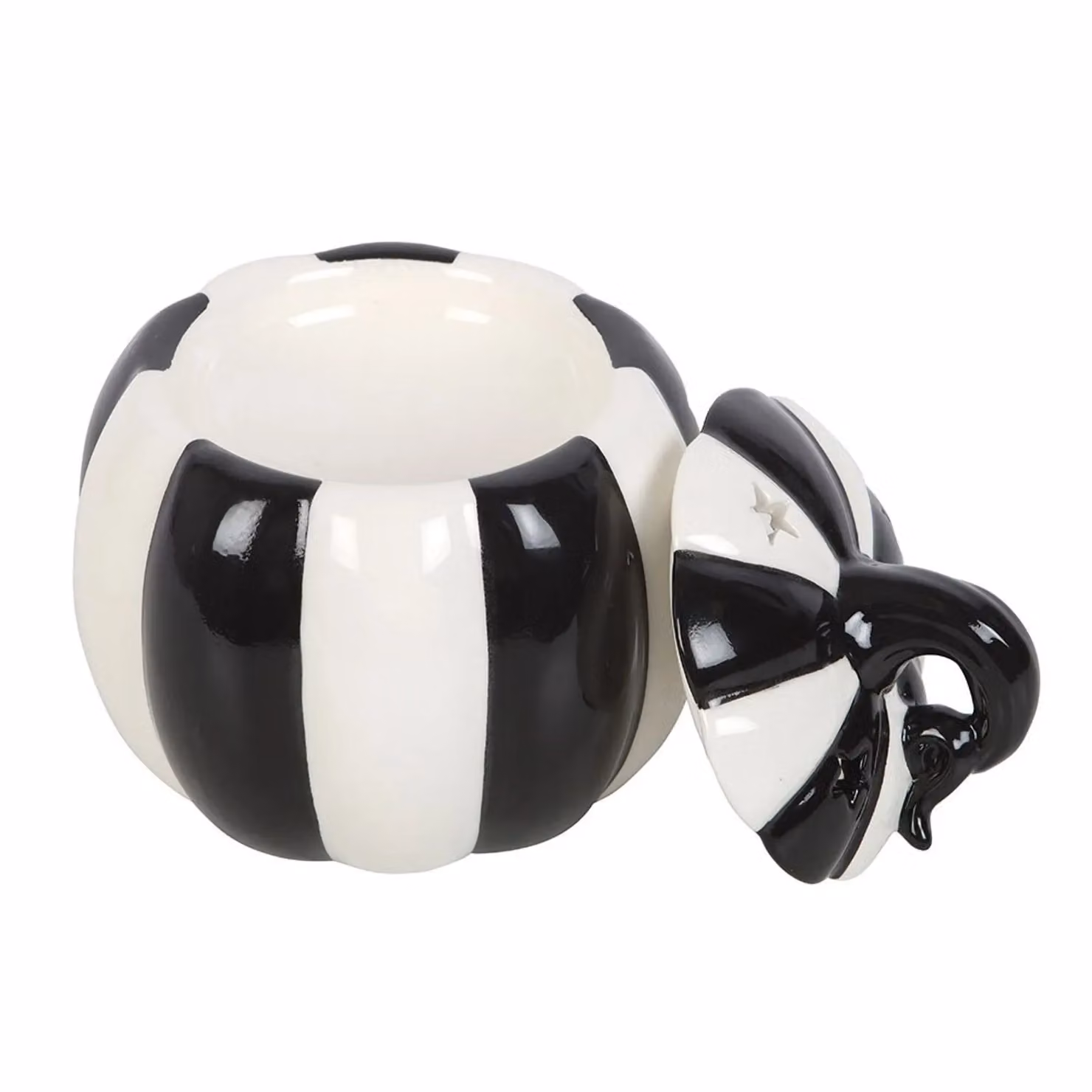Something Different Black Striped Ceramic Pumpkin Oil Burner H 13 cm x W 12 cm x D 12 cm – 3