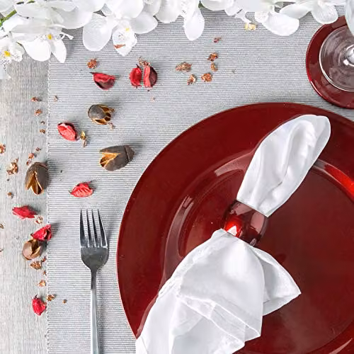 Argon Tableware 12pc Metallic Charger Plates and Coasters Set in Red Melamine, Diameter: 33 cm – 4