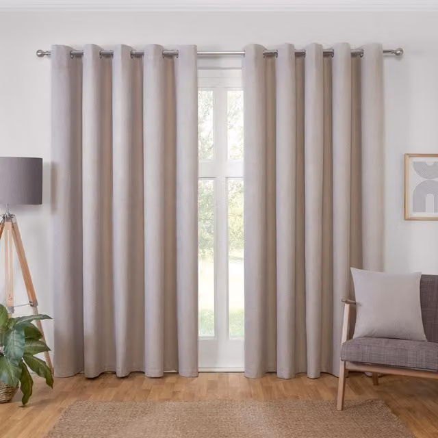 My Home Beige Plain Blackout Eyelet Fabric Panel, W: 137 cm, H: 168 cm
