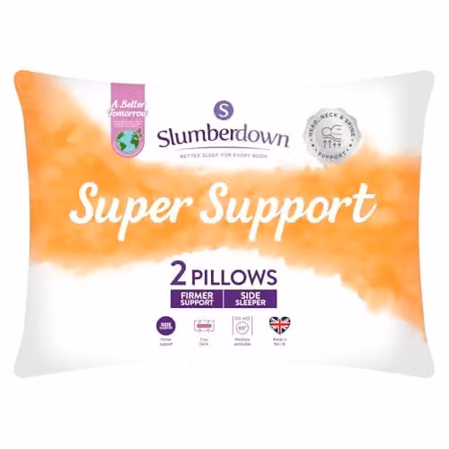 Slumberdown Super Support Firm Pillows, 2 Pack, White, W/H: 74 x 48 cm – 1