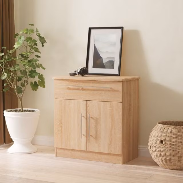 Sherwood Ready Assembled 1 Drawer 2 Door Sideboard in Bardolino Oak