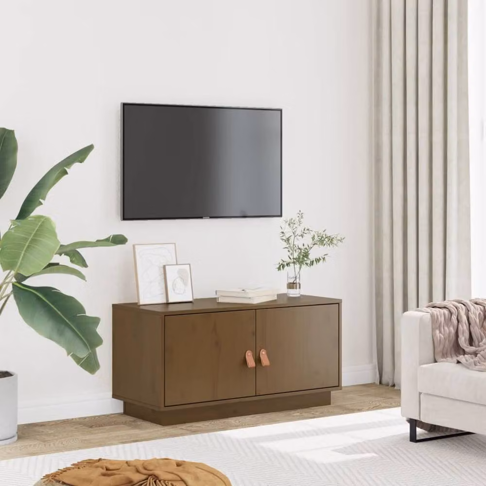 Berkfield Home TV Cabinet in Honey Brown Solid Pine Wood, W/D/H: 80 x 34 x 40 cm – 2