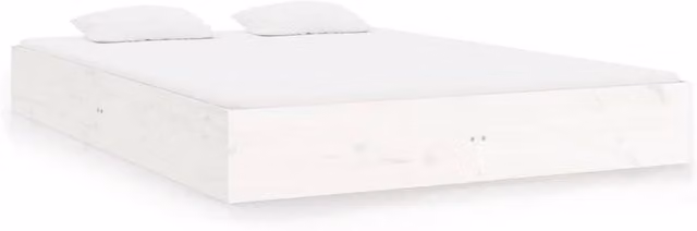Berkfield Home White Solid Pine Wood Bed Frame W/D/H: 150 x 200 cm