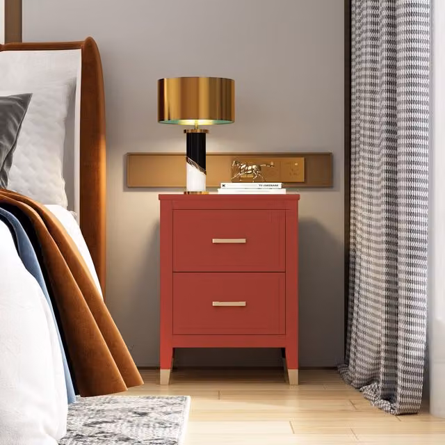 Cabinet Bits Modern Red Metal Bedside Table