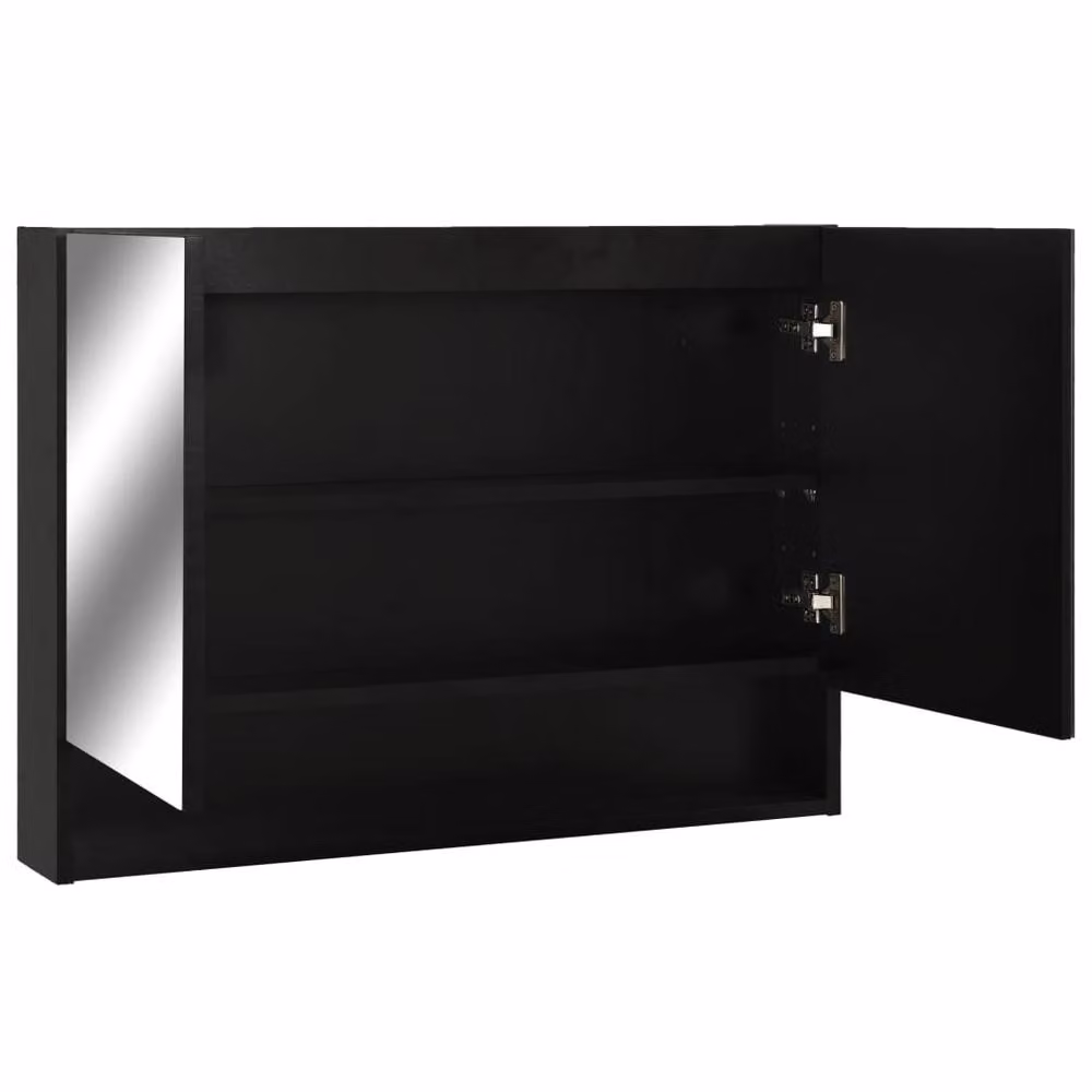 Berkfield Home Modern LED Bathroom Mirror Cabinet in Black and Silver, W/D/H: 80 x 15 x 60 cm – 4