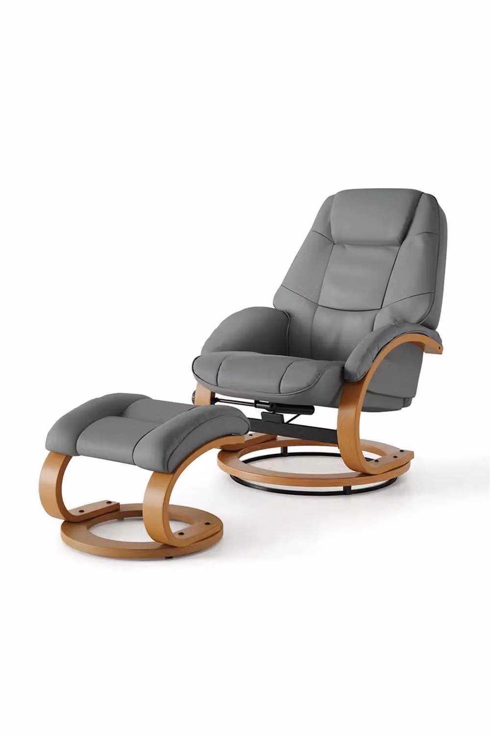H&O Direct Modern Grey Synthetic Leather Relax Recliner with Matching Ottoman – 3