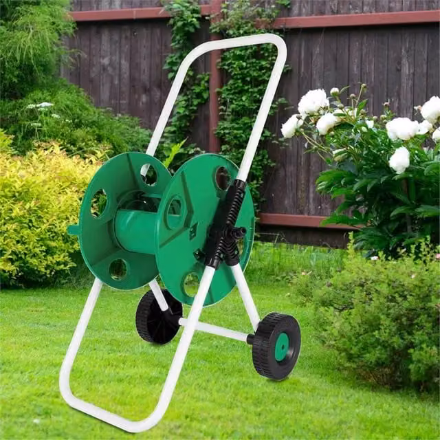 SPETLEK Green Freestanding Garden Hose Reel Trolley with 50m Capacity – 1