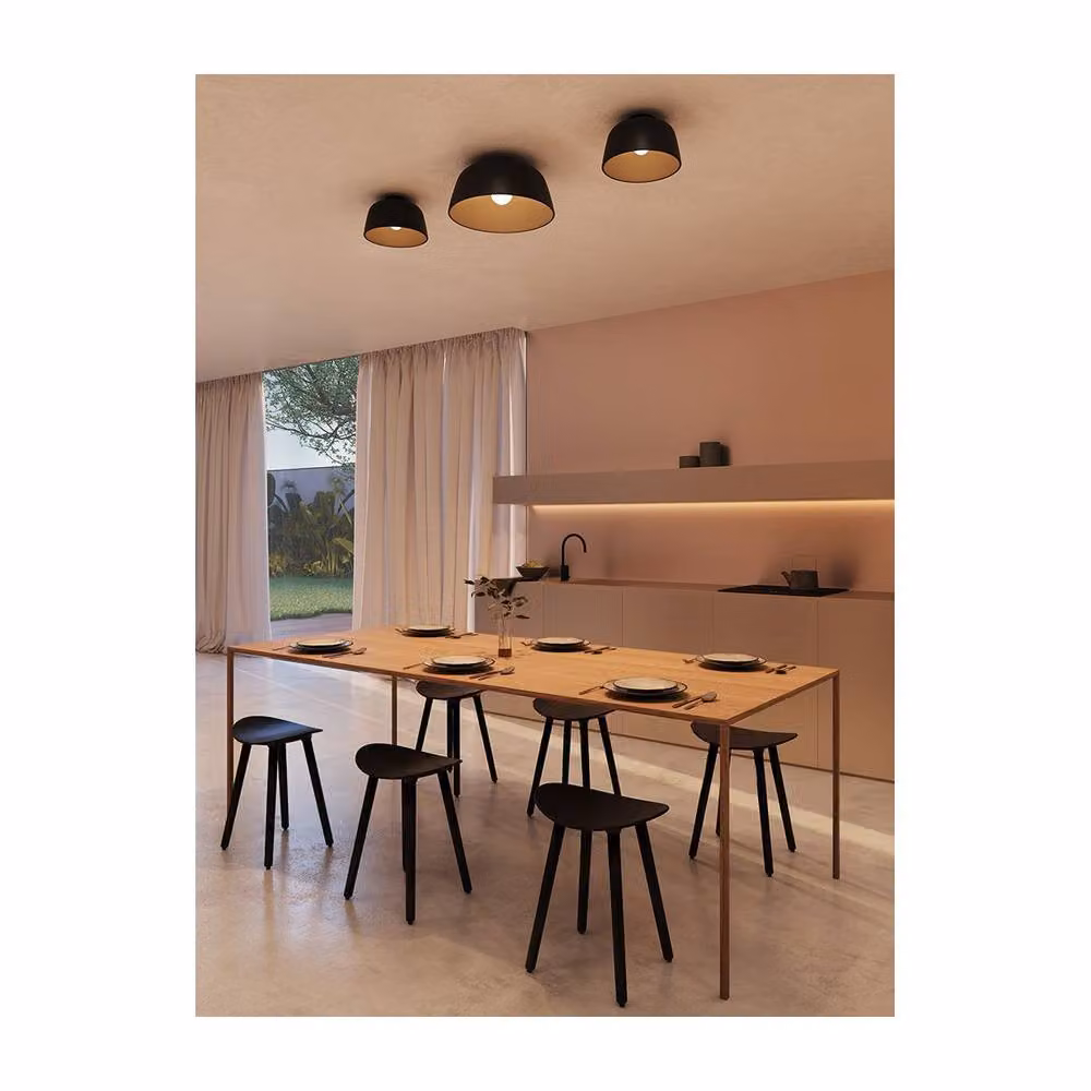 Netlighting Miso Black Semi Flush Ceiling Light with 29 cm Diameter and E27 Socket – 2