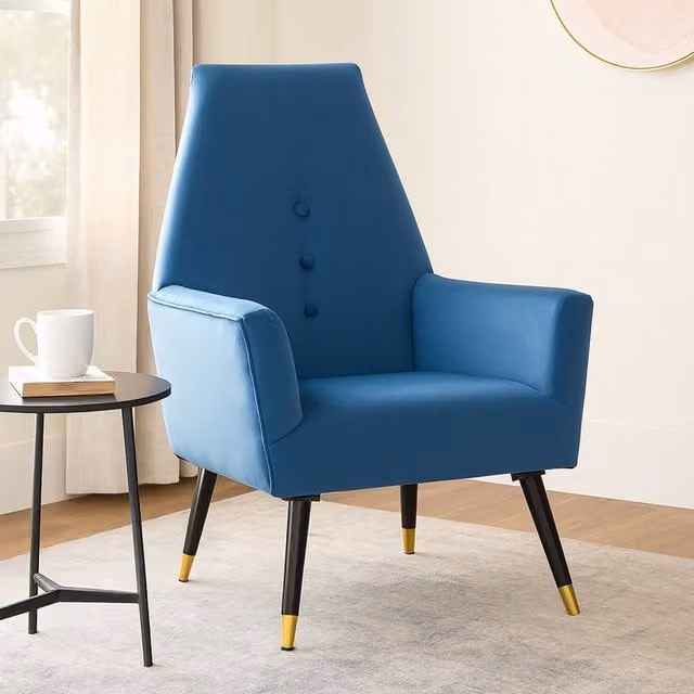 Orsina Loretta Velvet Button Detail Armchair in Blue, Black or Gold – 1