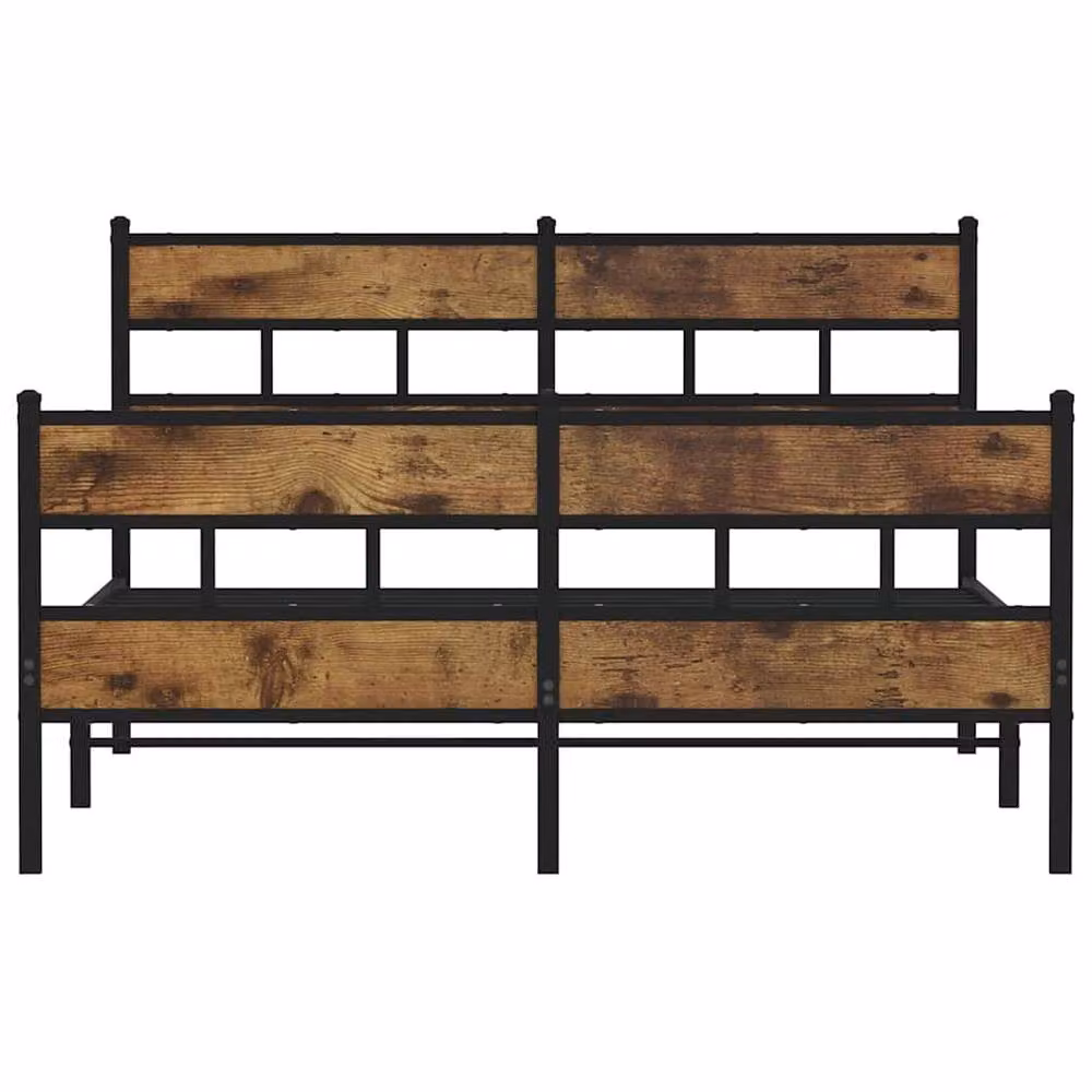 Berkfield Home Metal Bed Frame in Smoked Oak Brown, W/D/H: 135 x 190 cm Double – 3