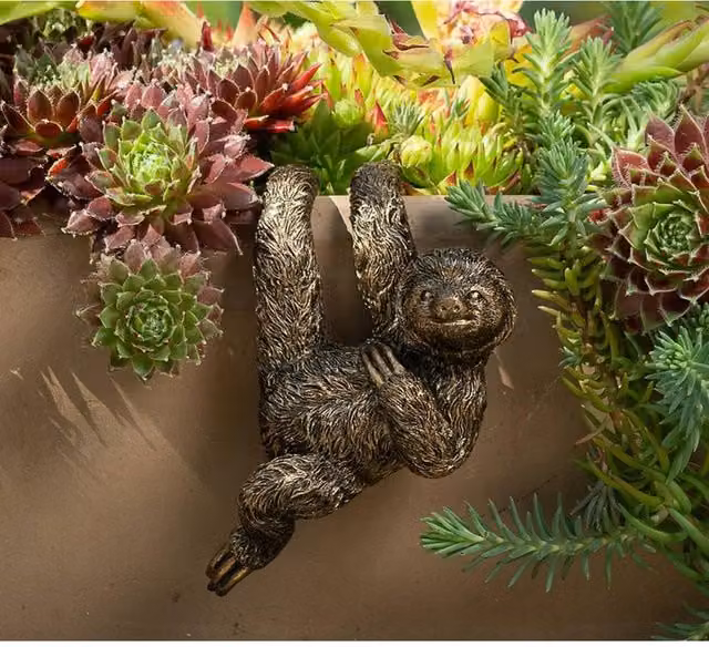 Jardinopia Three Toed Sloth Hanging Plant Pot in Bronze