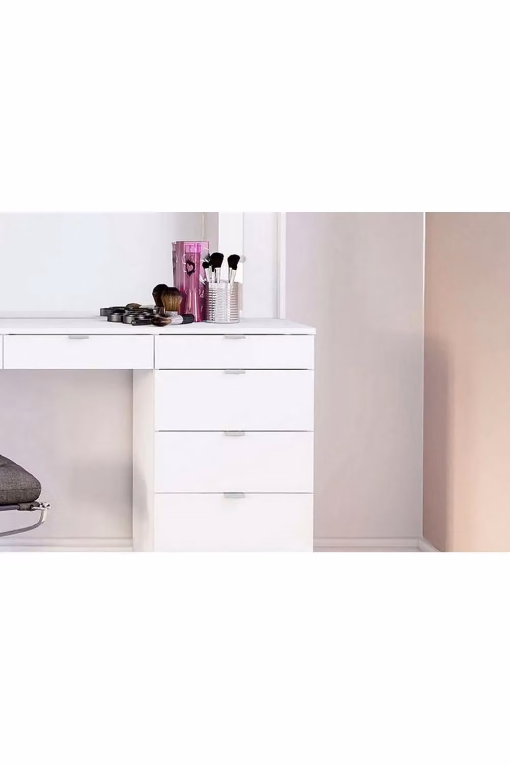Birlea Chloe 7 Drawer Dressing Table and Mirror in White – 2