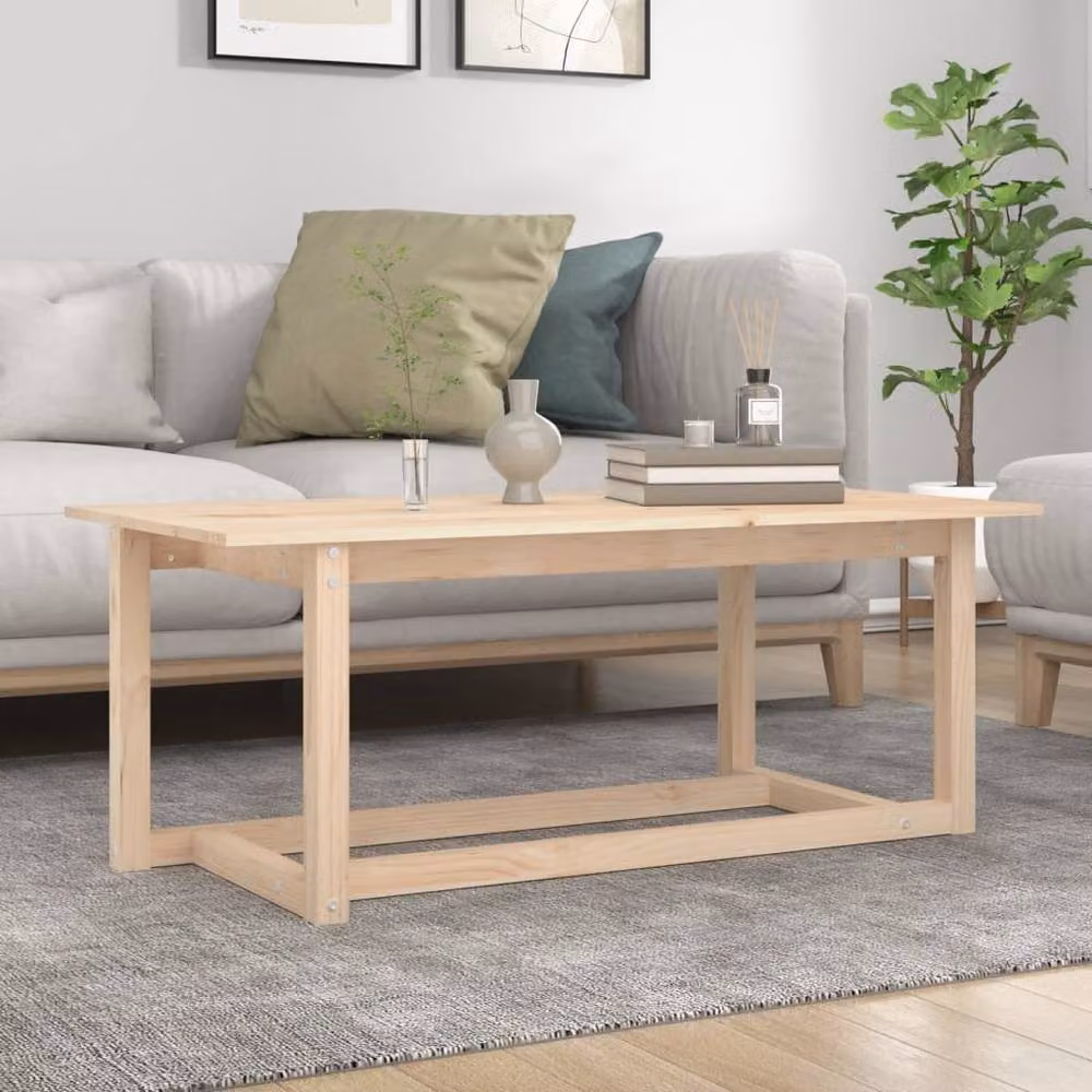 Berkfield Home Beautiful Coffee Table in Light Brown Solid Pine, W/D/H: 110 x 55 x 45 cm – 2