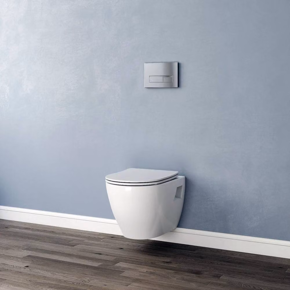 Hinsinc White Ceramic Wall Hung Round Toilet W: 52 cm – 2