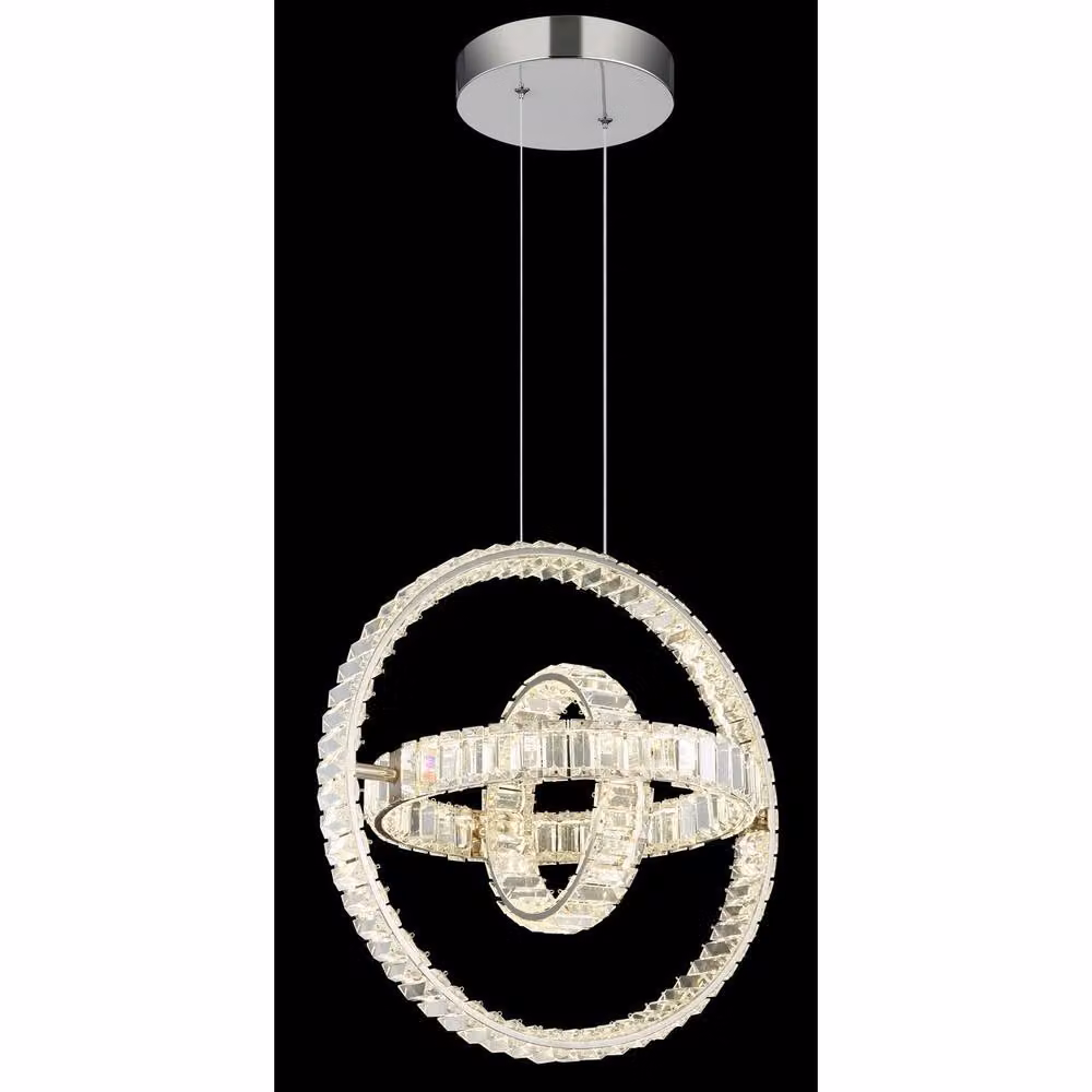 Netlighting Neil Dimmable LED Pendant Light in Chrome and Grey with K5 Crystals – 2