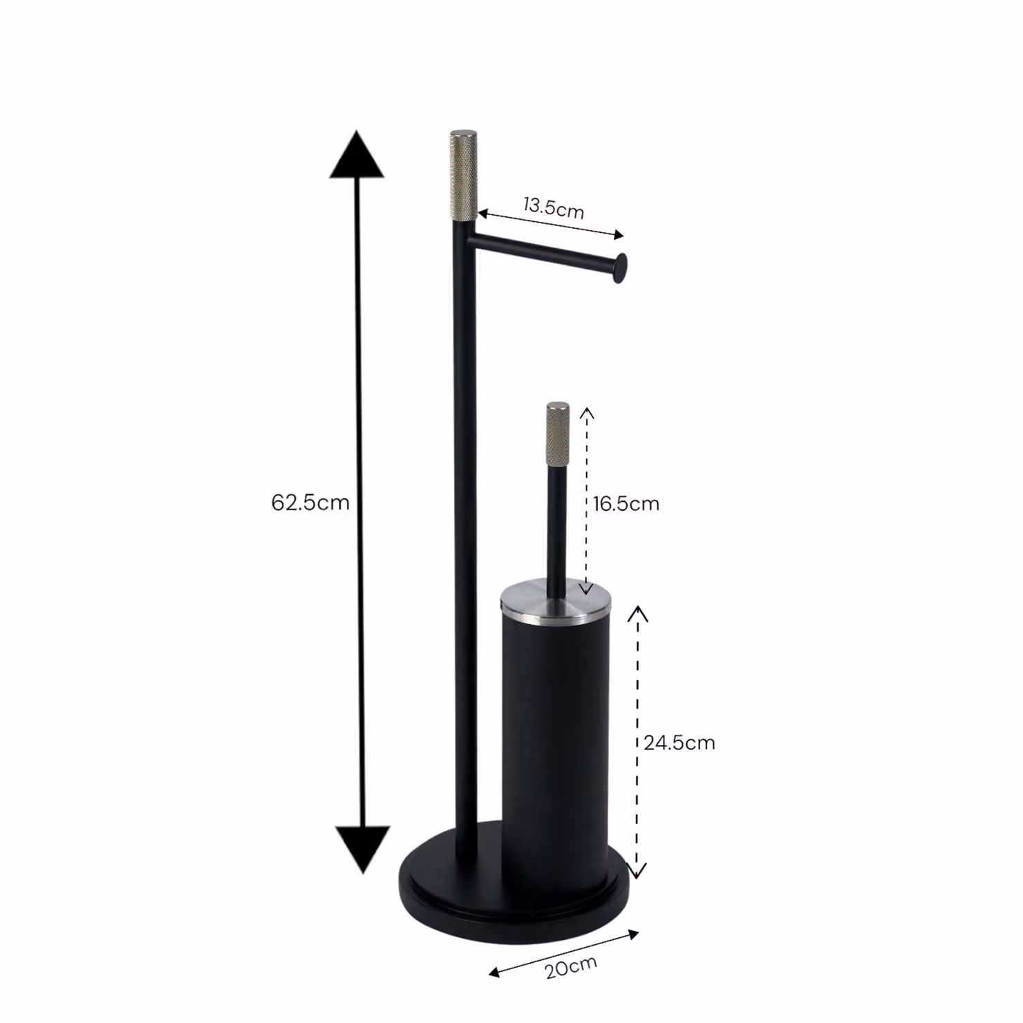 Showerdrape Chester Black Freestanding Toilet Roll Holder and Toilet Brush Combination – 2