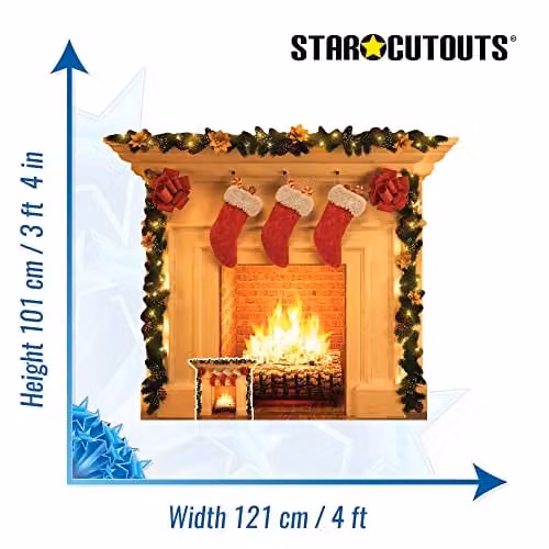 Star Cutouts SC1458 Fireplace Festive Christmas Cardboard Cutout Display, Multicolour, Height: 101 cm – 3