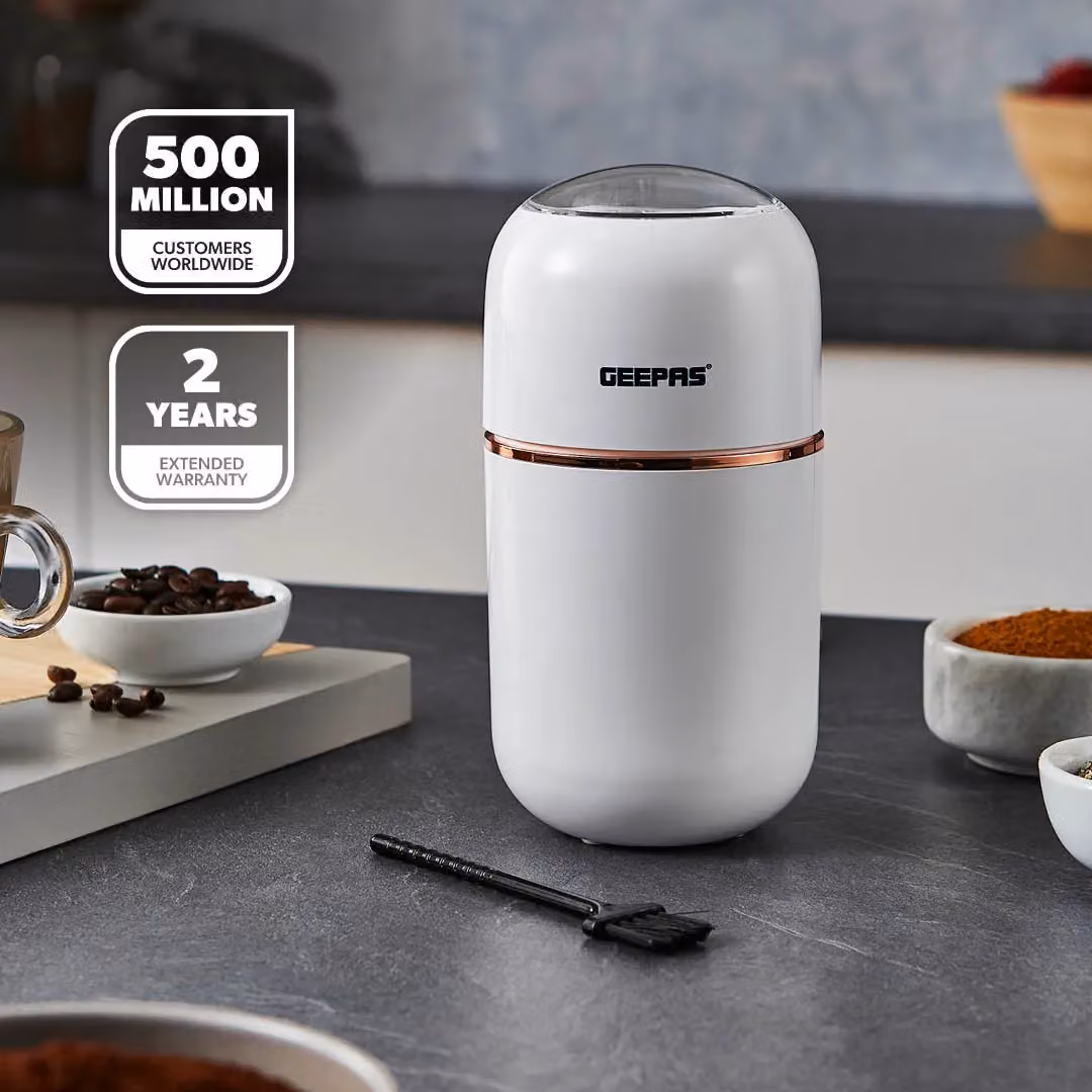 Geepas 200W Coffee and Spice Grinder with Stainless Steel Blades, 80g Capacity, White – 2