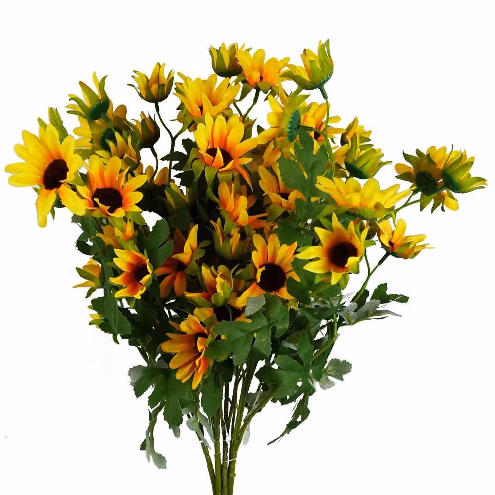 Leaf Pack of 6 Yellow Artificial Daisy Flower Sprays, 70 cm – 3