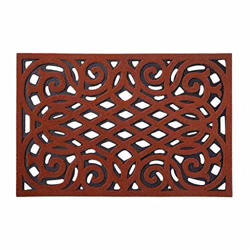 Nicoman Heavy Duty Rubber Outdoor Doormat in Terracotta, W/D/H: 60 x 40 x 1 cm