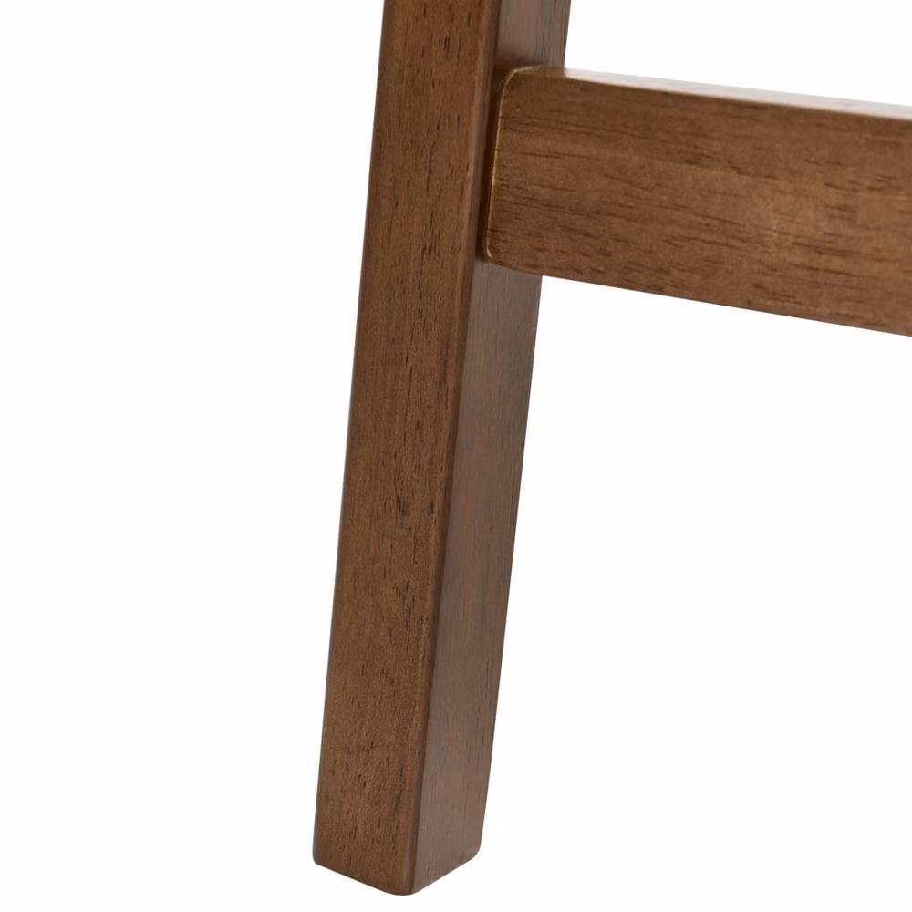 Wyld Haus Set of 2 Coco Backless Bar Chairs in Dark Brown Rubberwood and Off-White Fabric – 5