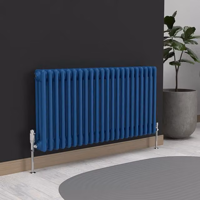 Lux Heat Horizontal 3 Column Steel Radiator in Galaxy Blue, W: 101.0 cm, H: 50.0 cm
