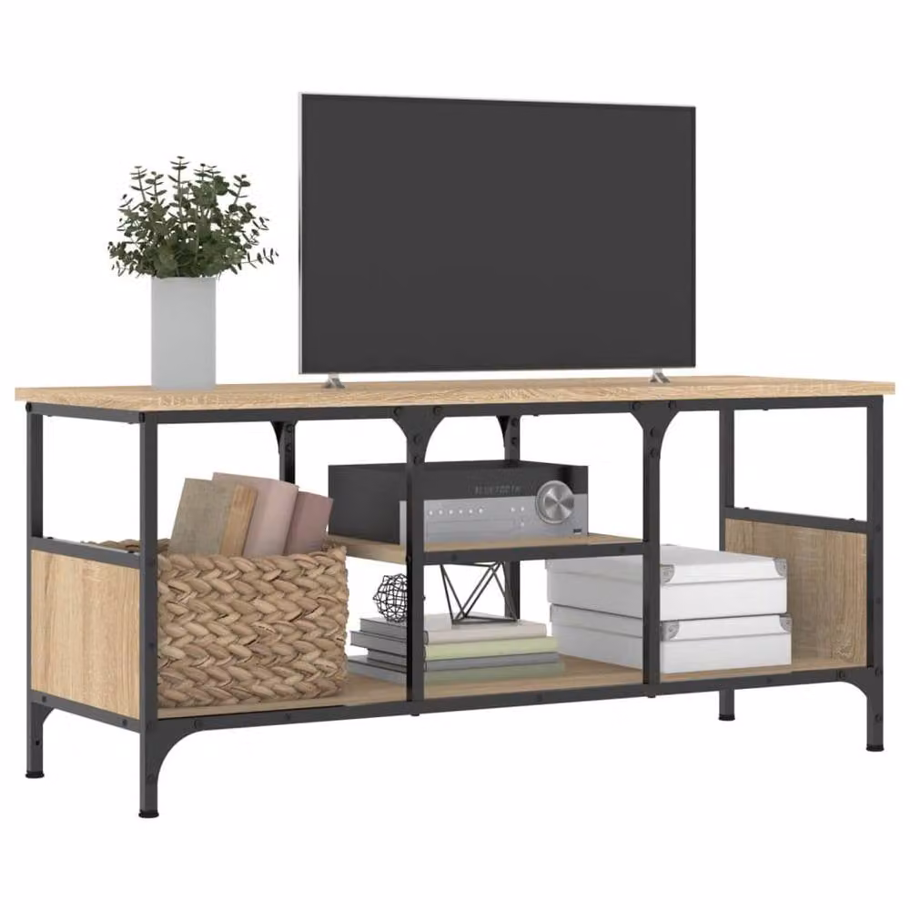Berkfield Home Industrial TV Cabinet in Sonoma Oak and Metal, W/D/H: 100 x 35 x 45 cm – 2