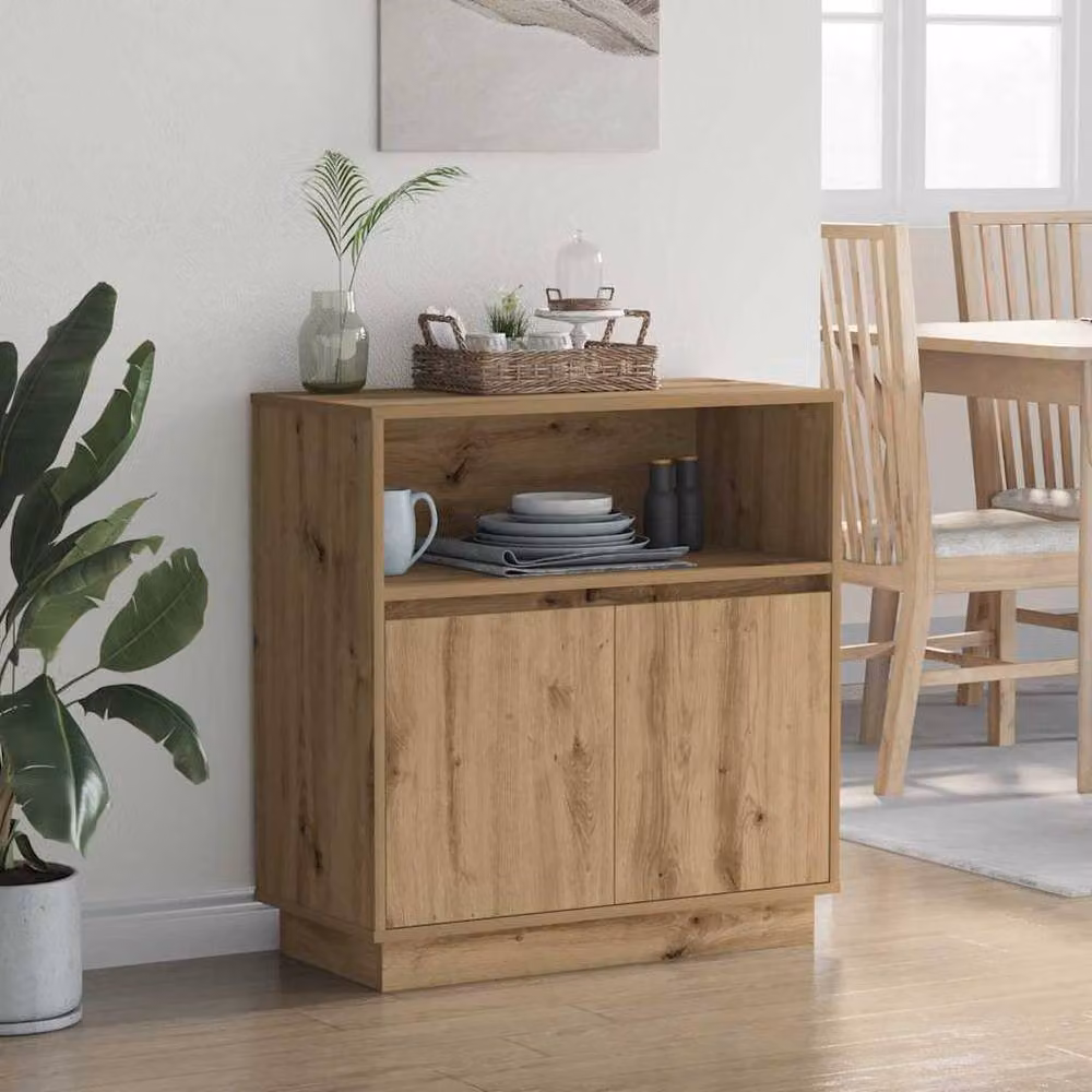 Berkfield Home Artisan Oak Sideboard with Integrated LED Lighting, Brown, W: 75 cm, D: 34.5 cm, H: 71 cm – 3