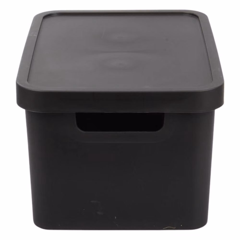 KORVIXA Black Set of 3 Stackable 31L Plastic Storage Boxes with Lid – 4
