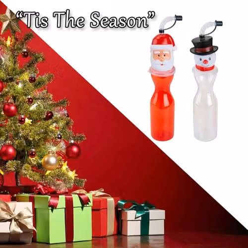 VFM e-Store Christmas Bottle Santa and Snowman Character Tabletop Ornament, Multicolour, H 25 cm x W 6.5 cm – 5