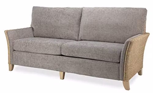Desser Arlington Conservatory 3-Seater Rattan Sofa with Grey Cushions, H 97 cm x W 200 cm x D 88 cm – 1