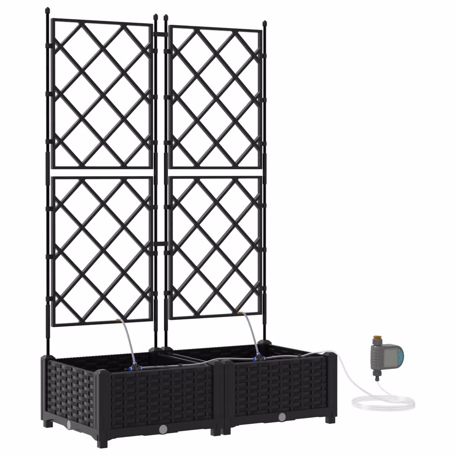 Berkfield Home Garden Planters with Water Irrigation System, 2 Piece Set, Black – 2