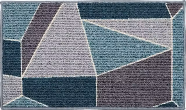JVL Fiora Machine Washable Non-Slip Door Mat, Duck Egg, W: 44 cm x D: 75 cm