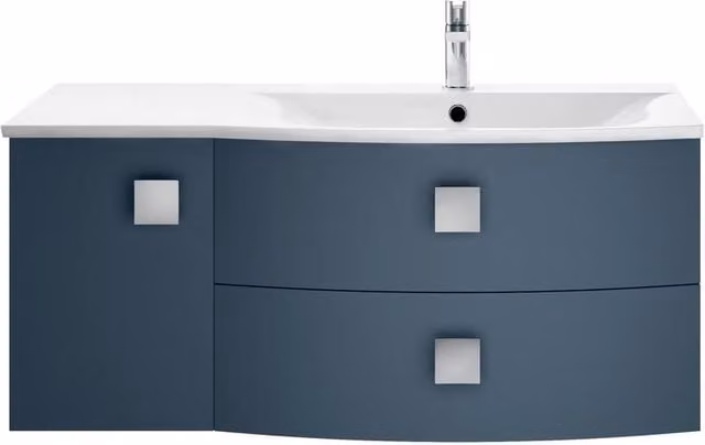 Balterley Gentleshaw Right-Hand Vanity Basin Unit with 1 Door and 2 Drawers, Blue, Width: 100 cm