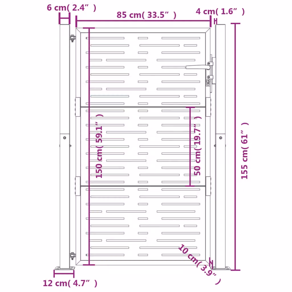 Berkfield Home Anthracite Steel Garden Gate with Square Design, W: 105 cm, H: 155 cm – 5