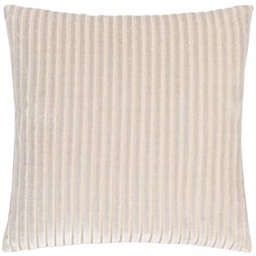 Paoletti Savoy Striped Velvet Cushion in Beige and White, W/D/H: 50 x 50 x 50 cm