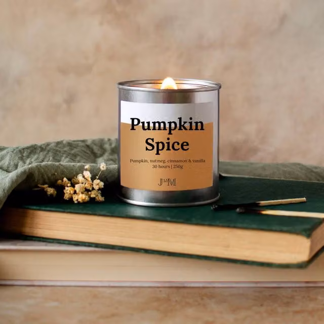 JAAM Pumpkin Spice Crackle Wick Tabletop Candle in Silver