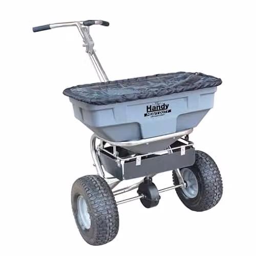 The Handy Heavy Duty Stainless Steel Garden Spreader for Salt, Fertiliser and Grass Seed, 57kg Capacity, Silver/Grey