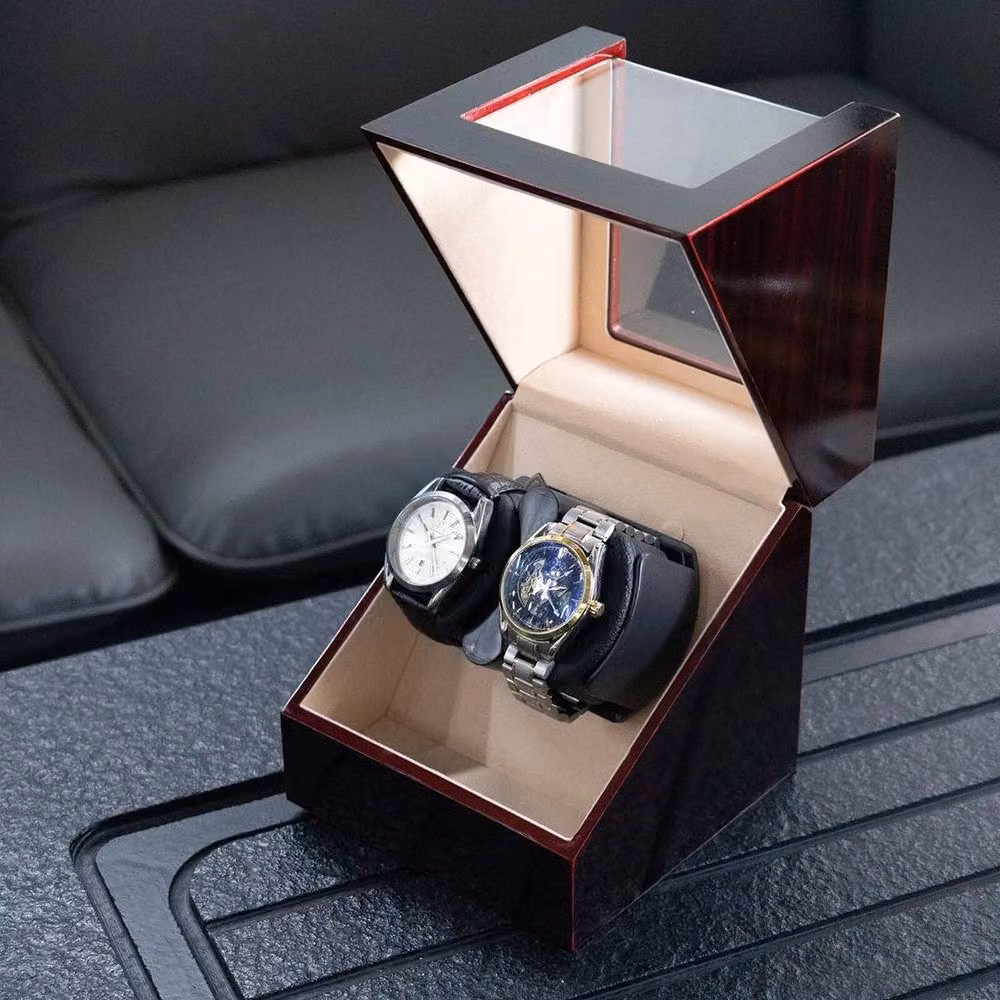 FLAVORA Dual Slot Automatic Single Watch Winder Box in Red, W: 50.0 cm x D: 50.0 cm x H: 50.0 cm – 4