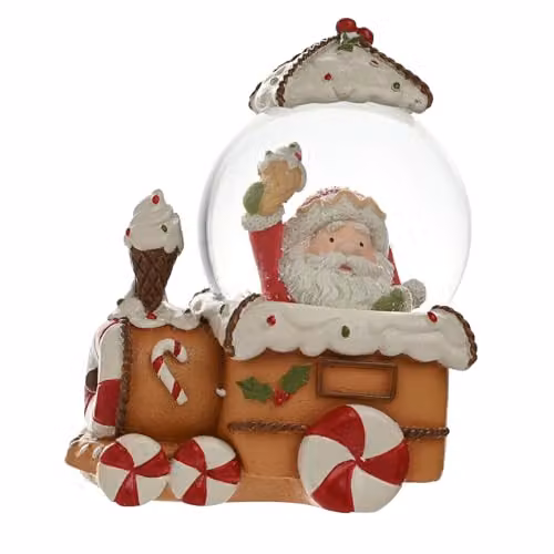 Widdop and Co Santa and Friends Gingerbread Train Snow Globe, Multicolour Glass Christmas Ornament
