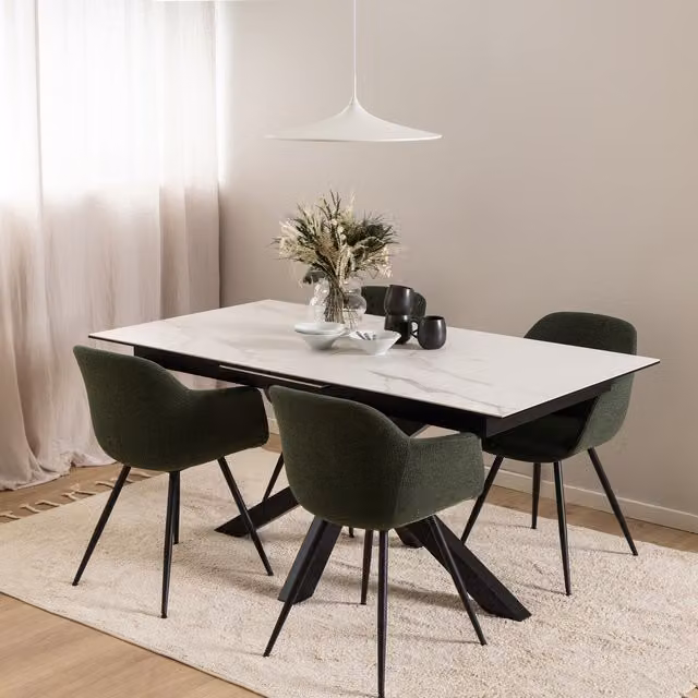 Furniture To Go Heaven Extendable Rectangular Dining Table with White Ceramic Top