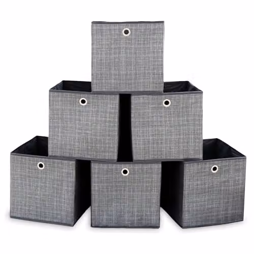 Libbi Lou Fabric Storage Cube Boxes Set of 6, Grey, W/D/H: 30 x 30 x 30 cm