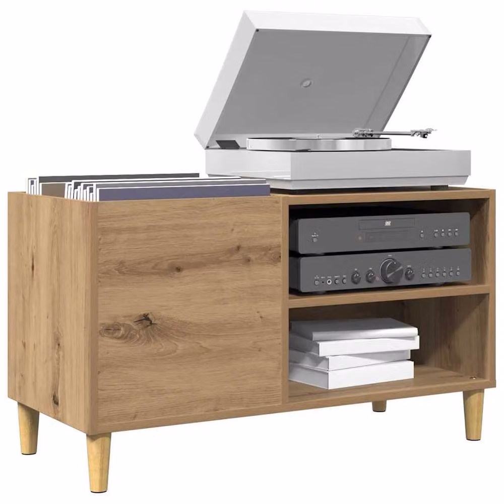 Berkfield Home Artisan Oak Record Cabinet in Brown, W: 84.5 cm, D: 38 cm, H: 48 cm – 2