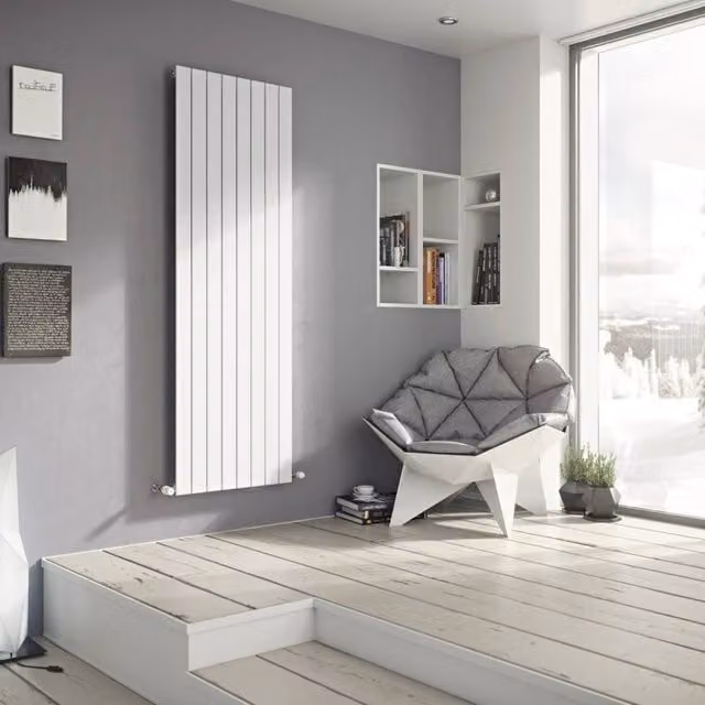 Bathroom Kingdom Mars White Single Flat Panel Vertical Radiator H 120 cm x W 44.5 cm
