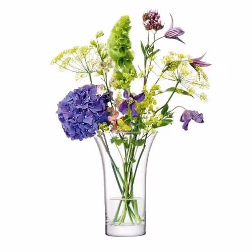 LSA International Flower Flared Bouquet Vase, Handmade Clear Glass, Height: 22 cm